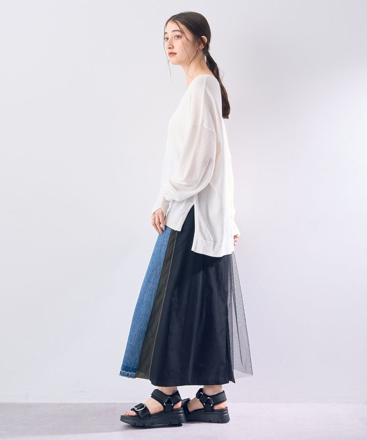 Editt by YECCA VECCA「Vネック袖シアーニット」|ニット・セーター|