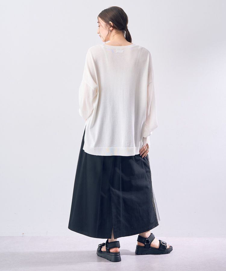 Editt by YECCA VECCA「Vネック袖シアーニット」|ニット・セーター|