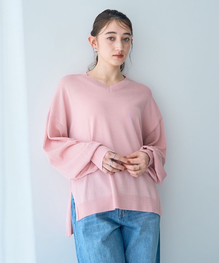 Editt by YECCA VECCA「Vネック袖シアーニット」|ニット・セーター|