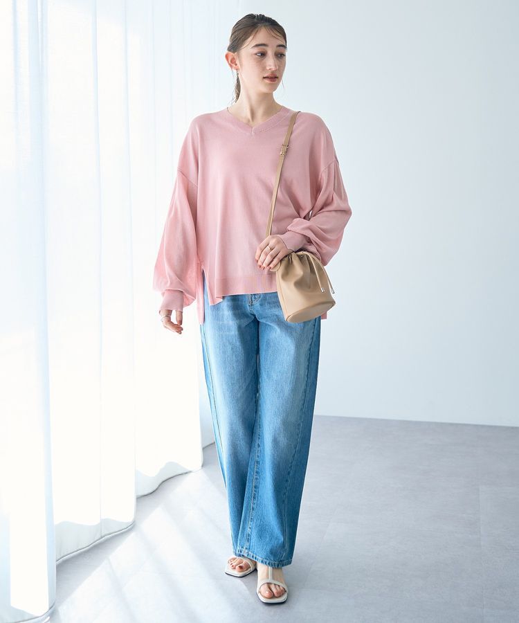 Editt by YECCA VECCA「Vネック袖シアーニット」|ニット・セーター|