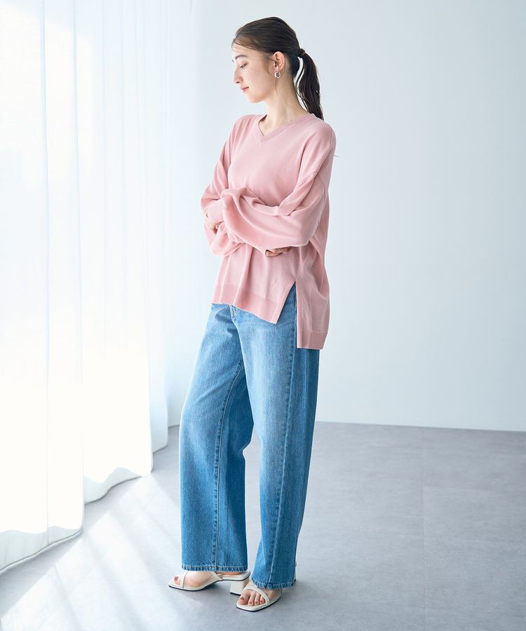 Editt by YECCA VECCA「Vネック袖シアーニット」|ニット・セーター|