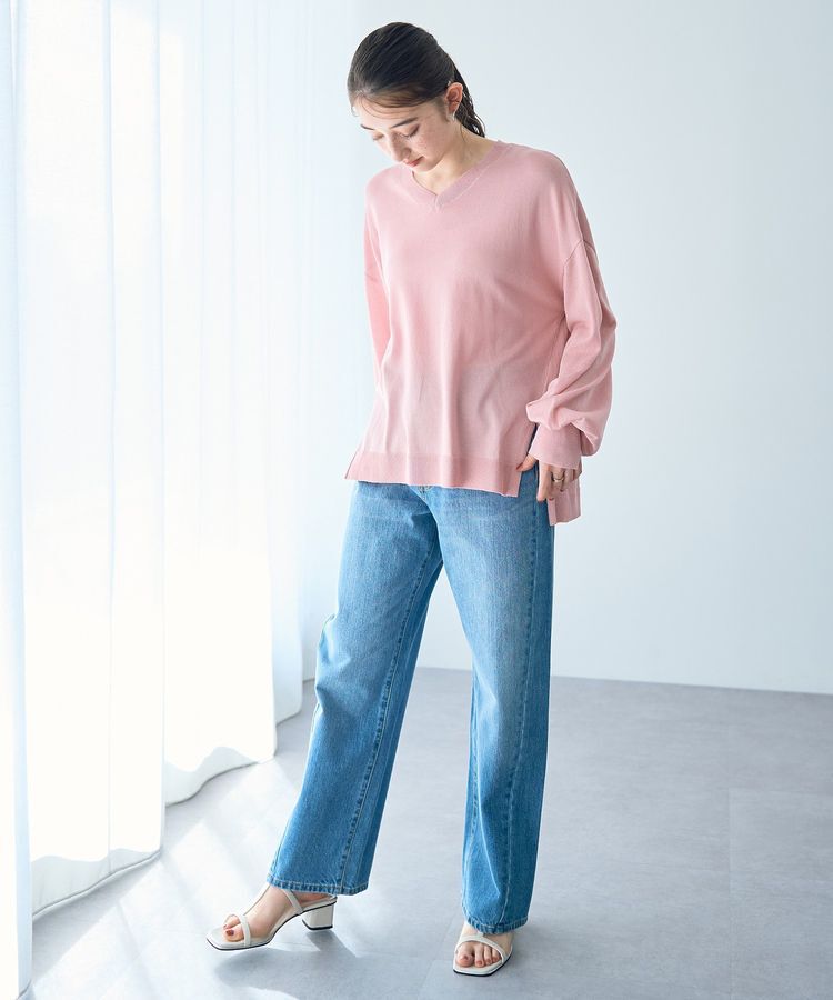 Editt by YECCA VECCA「Vネック袖シアーニット」|ニット・セーター|