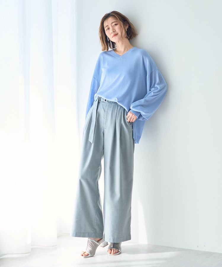 Editt by YECCA VECCA「Vネック袖シアーニット」|ニット・セーター|