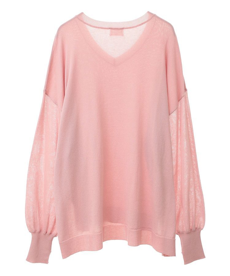 Editt by YECCA VECCA「Vネック袖シアーニット」|ニット・セーター|