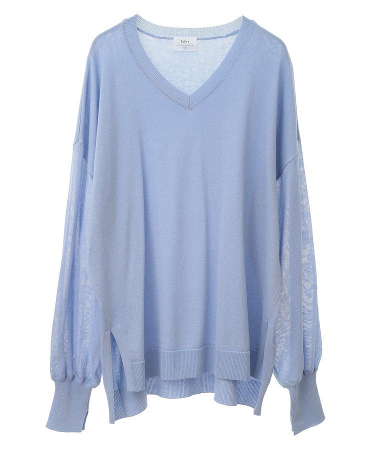 Editt by YECCA VECCA「Vネック袖シアーニット」|ニット・セーター|