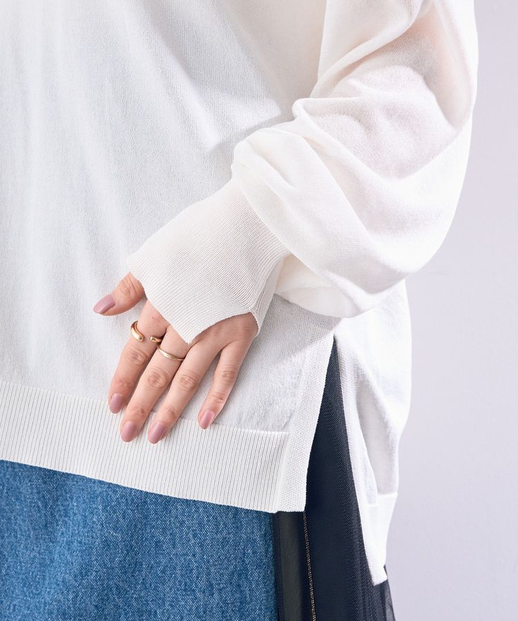 Editt by YECCA VECCA「Vネック袖シアーニット」|ニット・セーター|