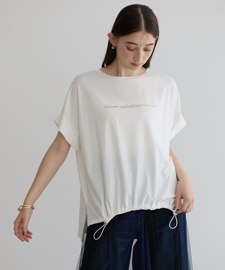 YECCA VECCA「裾ドロストデザインロゴTee」|Tシャツ・カットソー|