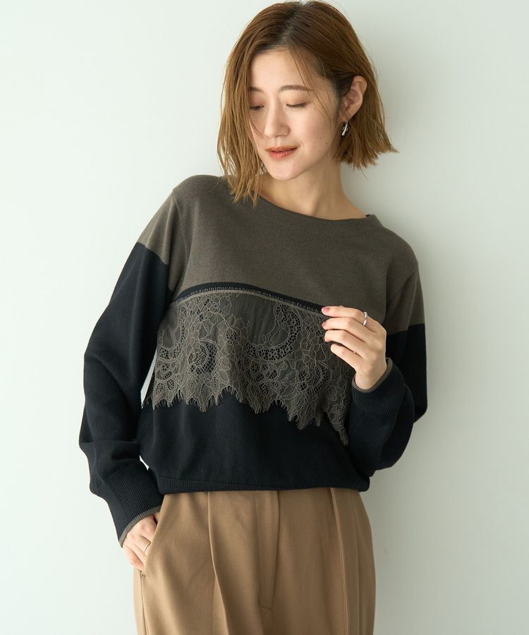 YECCA VECCA「バイカラーレースニット」|ニット・セーター|