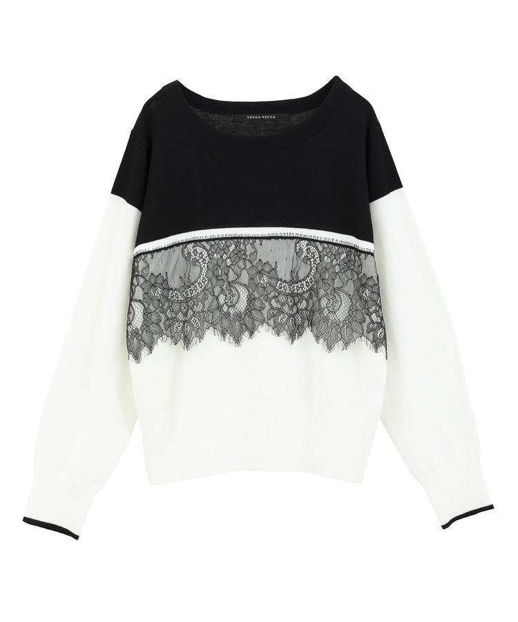 YECCA VECCA「バイカラーレースニット」|ニット・セーター|