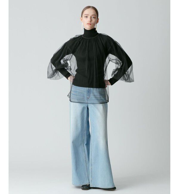 allureville「ナイロンチュールギャザーブラウス」|その他|