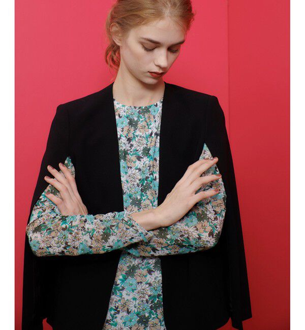 LOULOU WILLOUGHBY「【LOULOU WILLOUGHBY】◇リトルブラックケープジャケット」|ノーカラージャケット|ブラック