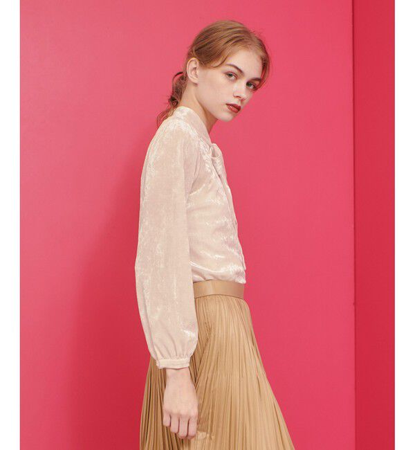 LOULOU WILLOUGHBY「【LOULOU WILLOUGHBY】シアーベロアリボンプルオーバー」|Tシャツ・カットソー|