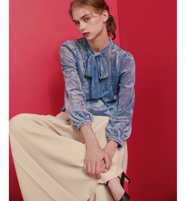 LOULOU WILLOUGHBY「【LOULOU WILLOUGHBY】シアーベロアリボンプルオーバー」|Tシャツ・カットソー|