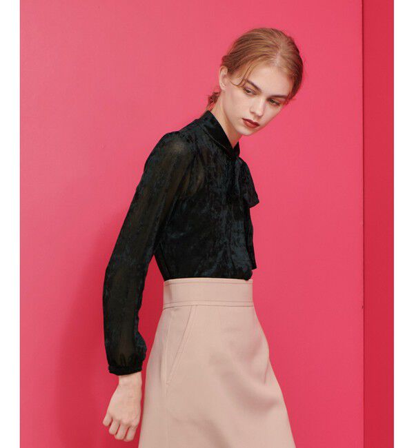 LOULOU WILLOUGHBY「【LOULOU WILLOUGHBY】シアーベロアリボンプルオーバー」|Tシャツ・カットソー|