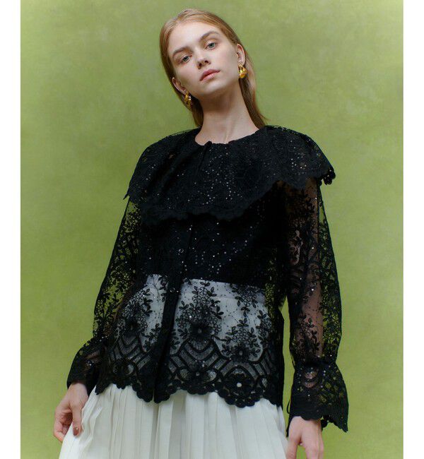 LOULOU WILLOUGHBY「【LOULOU WILLOUGHBY】チュール刺繍ブラウス」|シャツ・ブラウス|