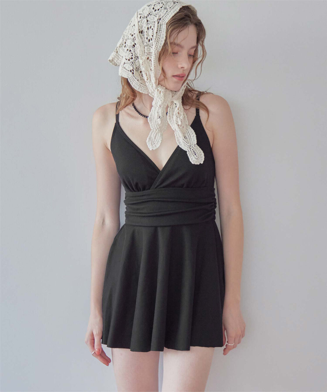 SEA DRESS「スカート付Vネックワンピース」|ビキニ|ブラック