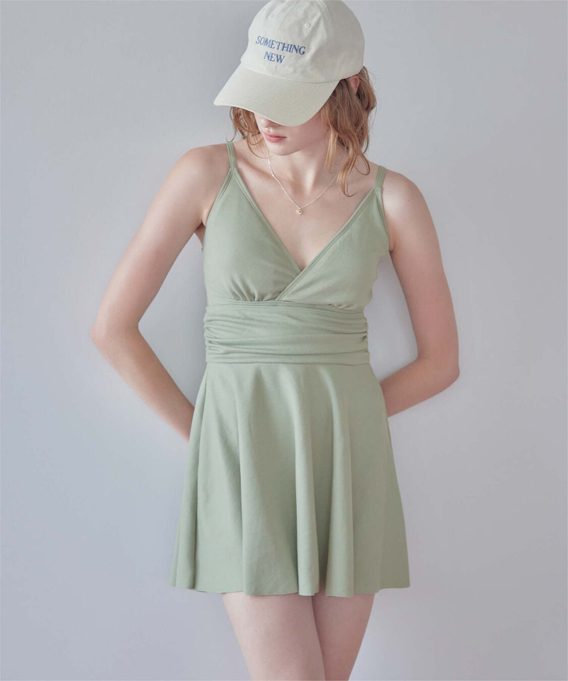 SEA DRESS「スカート付Vネックワンピース」|ビキニ|ミントグリーン