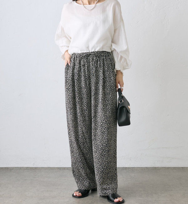  「【WEB限定】コットンガーゼ袖シャーリングプルオーバー」|シャツ・ブラウス|