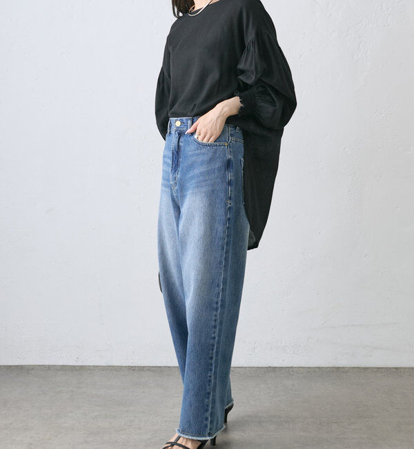  「【WEB限定】コットンガーゼ袖シャーリングプルオーバー」|シャツ・ブラウス|