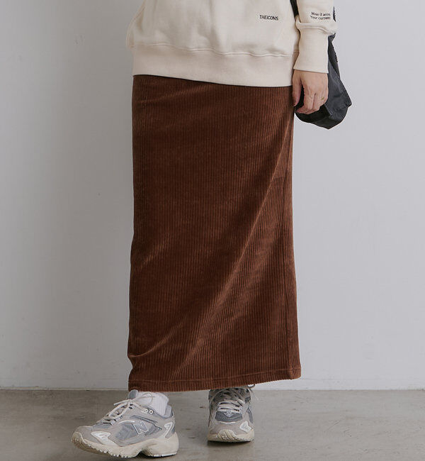  「【低身長・高身長対応】ストレッチコールスカート」|スカート|