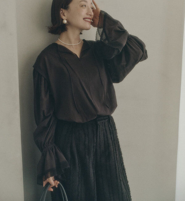  「フレア袖口レースブラウス」|プルオーバー|