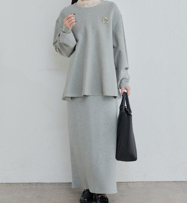  「【Du noir】ミラノリブニットナロースカート」|スカート|