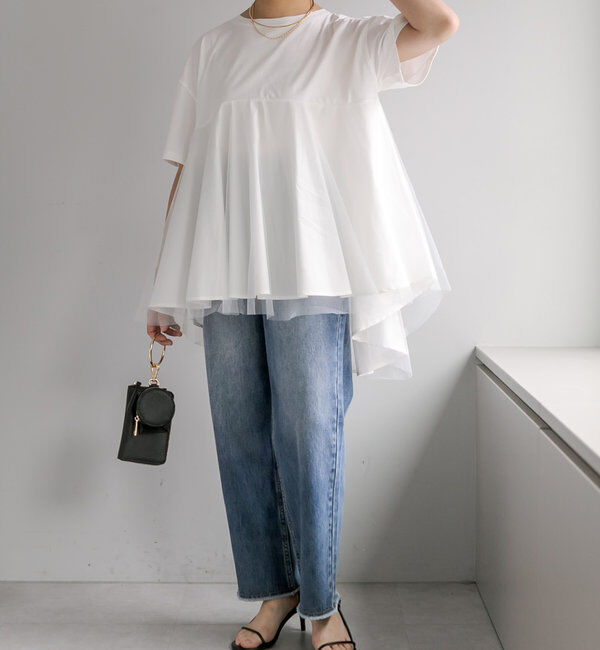  「《リバイバル》【WEB限定/Du noir】チュールドッキングTシャツ」|プルオーバー|