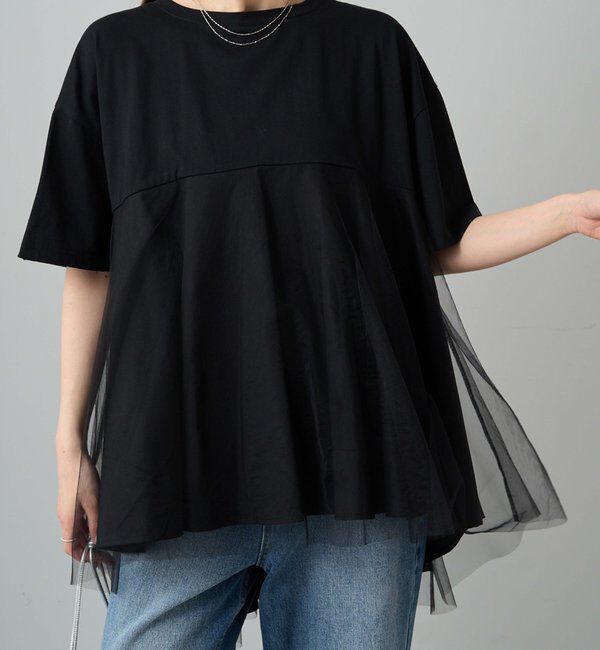  「《リバイバル》【WEB限定/Du noir】チュールドッキングTシャツ」|プルオーバー|