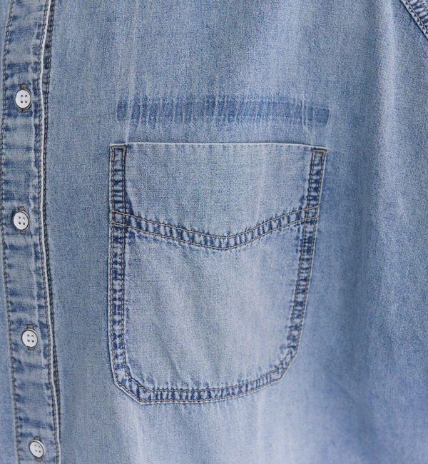  「【25th】綿麻デニムハーフスリーブブラウス」|シャツ・ブラウス|