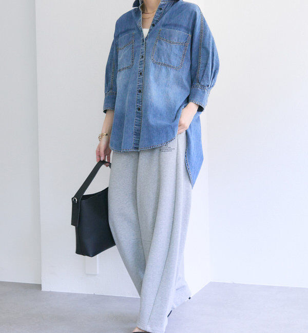  「【25th】綿麻デニムハーフスリーブブラウス」|シャツ・ブラウス|