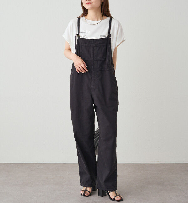  「甘撚りツイルサロペット」|その他|チャコールグレー