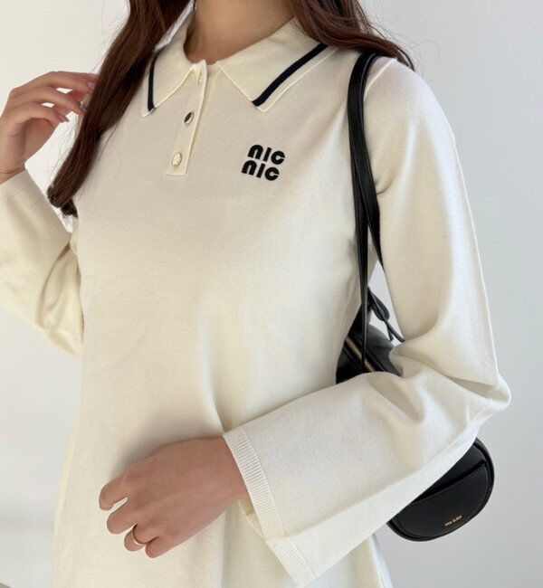  「ポロ襟ニットワンピース」|ワンピース|