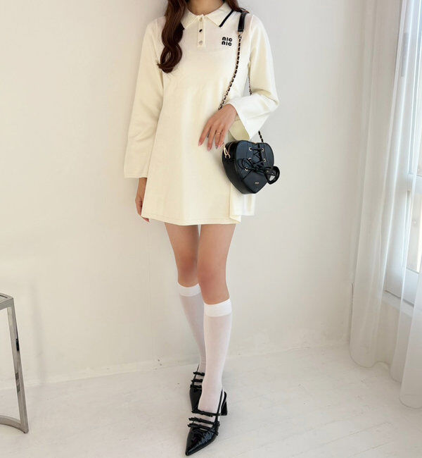  「ポロ襟ニットワンピース」|ワンピース|