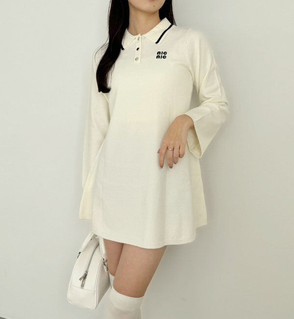  「ポロ襟ニットワンピース」|ワンピース|