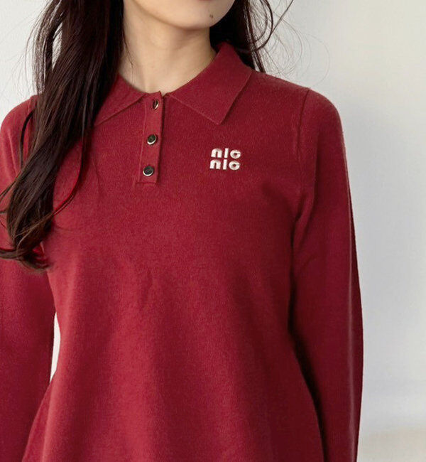  「ポロ襟ニットワンピース」|ワンピース|