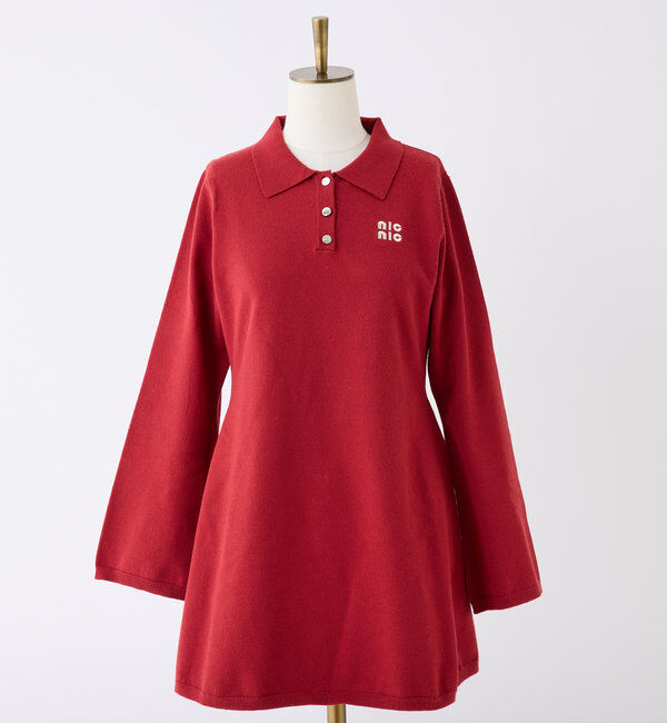  「ポロ襟ニットワンピース」|ワンピース|