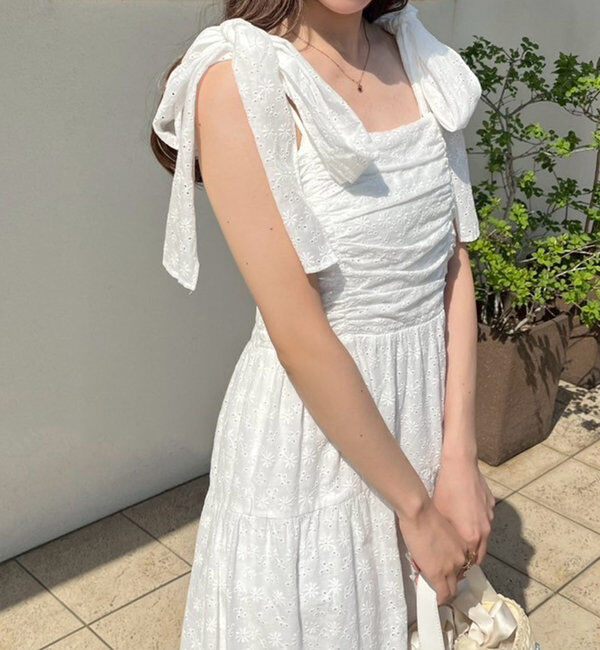  「肩リボンティアードキャミワンピース」|ワンピース|