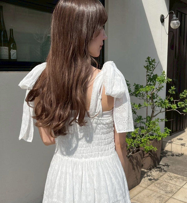  「肩リボンティアードキャミワンピース」|ワンピース|