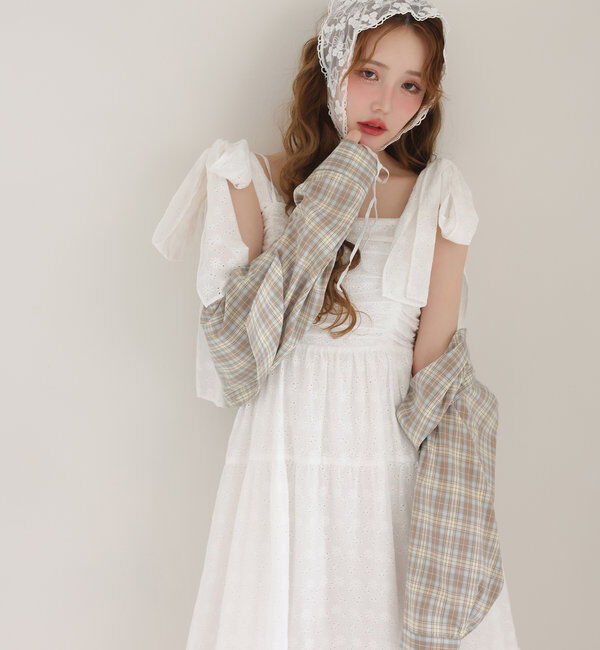  「肩リボンティアードキャミワンピース」|ワンピース|