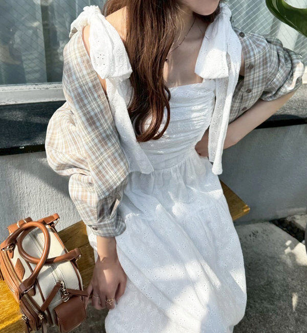  「肩リボンティアードキャミワンピース」|ワンピース|