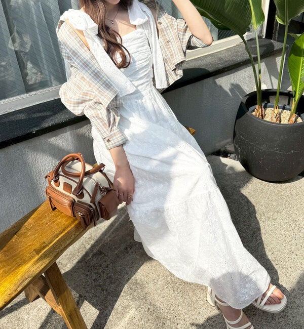  「肩リボンティアードキャミワンピース」|ワンピース|