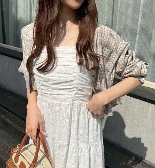  「肩リボンティアードキャミワンピース」|ワンピース|