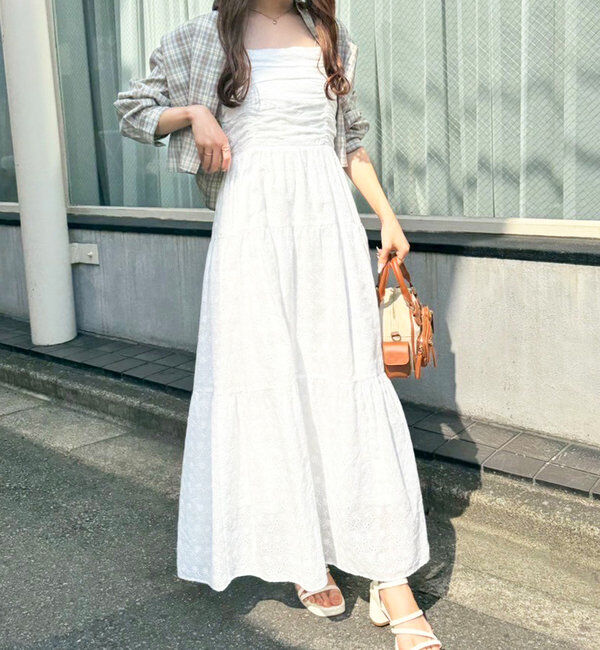  「肩リボンティアードキャミワンピース」|ワンピース|