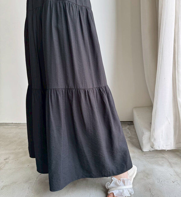  「肩リボンティアードキャミワンピース」|ワンピース|