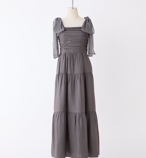  「肩リボンティアードキャミワンピース」|ワンピース|