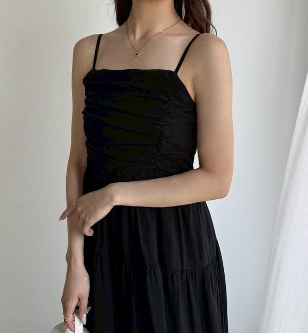  「肩リボンティアードキャミワンピース」|ワンピース|