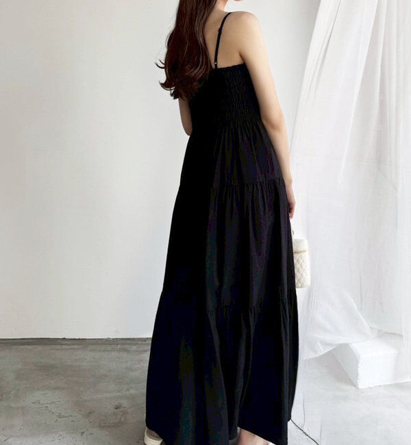  「肩リボンティアードキャミワンピース」|ワンピース|