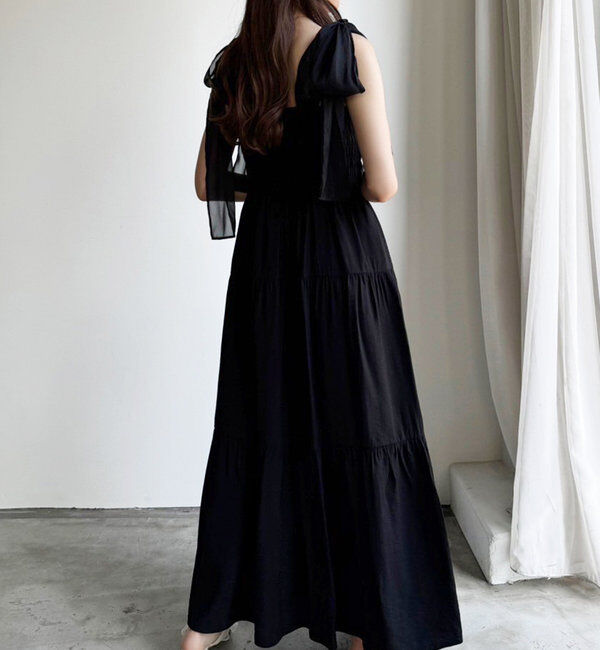  「肩リボンティアードキャミワンピース」|ワンピース|