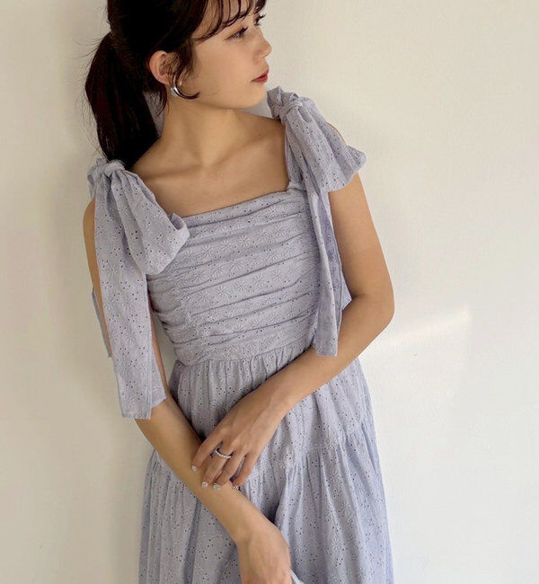  「肩リボンティアードキャミワンピース」|ワンピース|