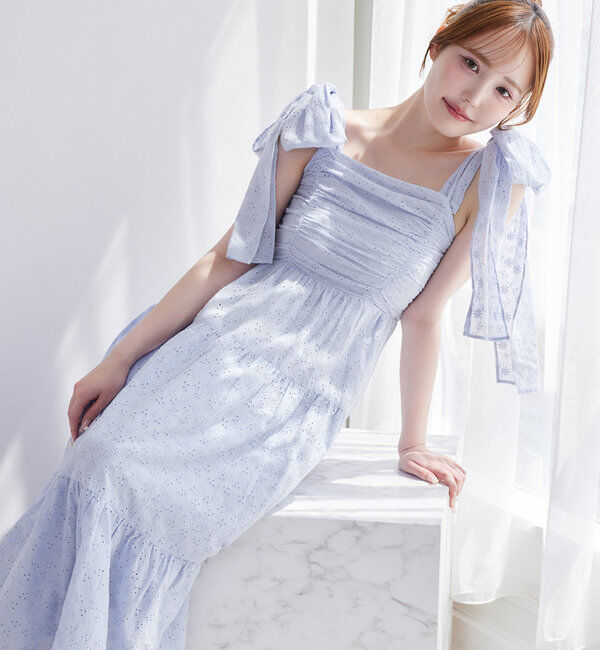  「肩リボンティアードキャミワンピース」|ワンピース|